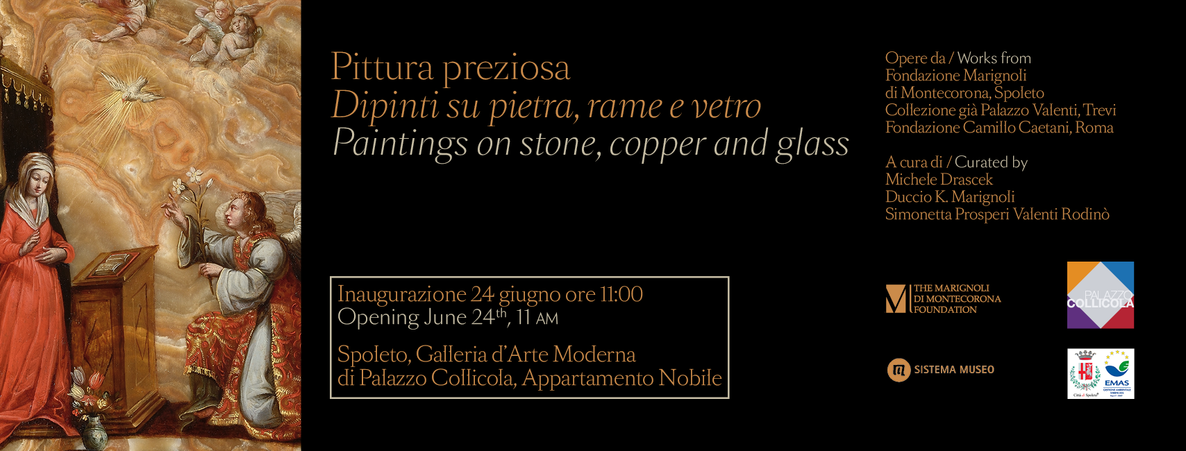 Appartamento nobile in mostra con “Pittura preziosa Dipinti su pietra, rame e vetro”